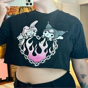 Cute and Edgy Hello Kitty Crop Tee- Size XL
